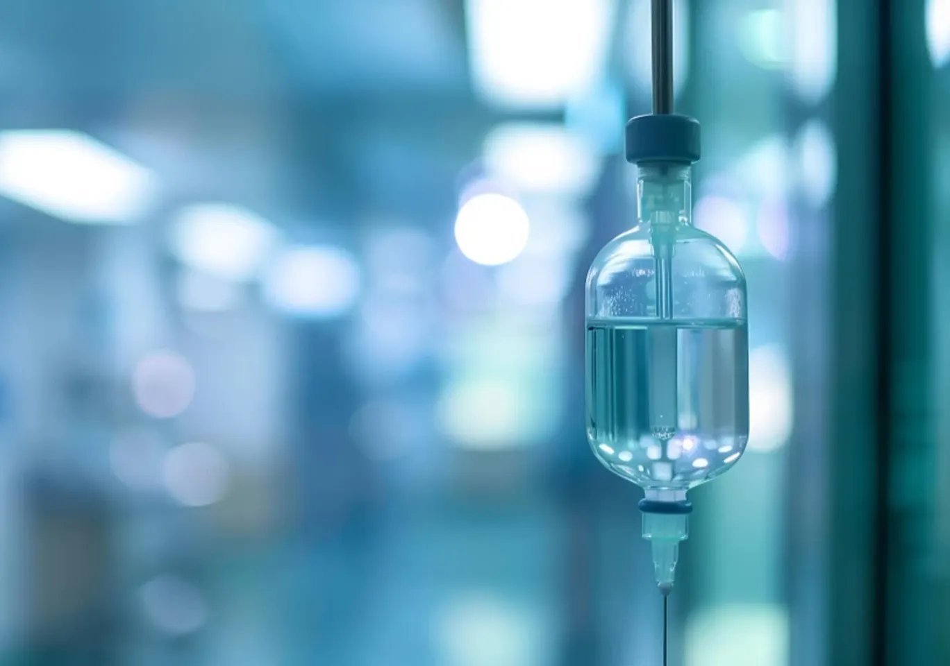 Detoks alkoholowy Gorlice: butelka infuzyjna zawieszona w gabinecie